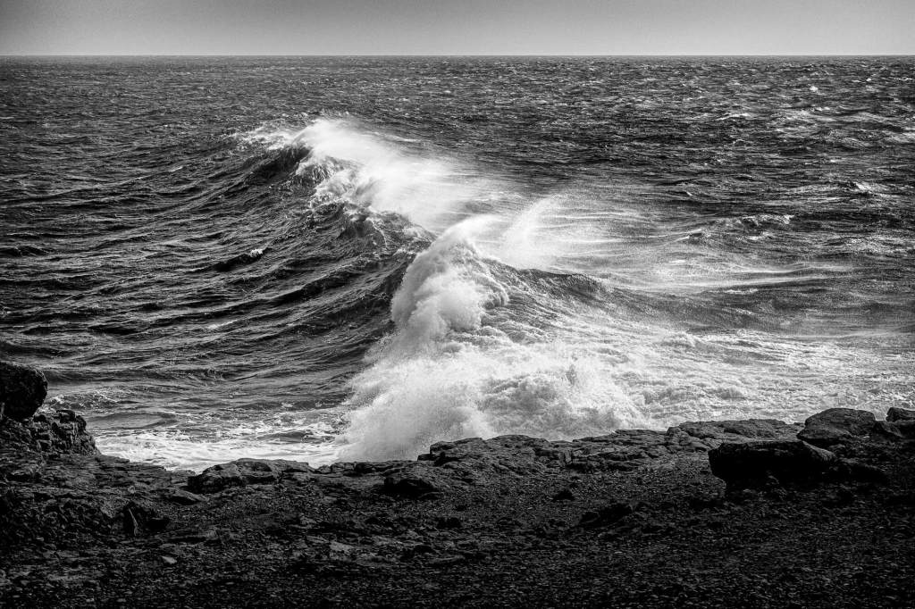 A crashing wave close to shore.